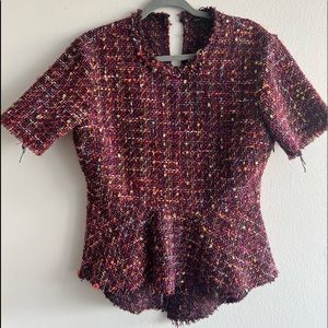 Zara Woman Tweed Peplum top L